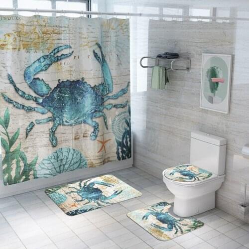 Animal Printing Bath Mat and Shower Curtain Set Absorbent Toilet Mat Bathroom Non-slip Foot Mat Microfiber U-Shaped Toilet Rug