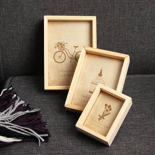 1PC Mini Wood Photo Frame Vintage Picture Holder Wedding Family Decoration Accessories Stylish Environmental Arts Crafts Tools