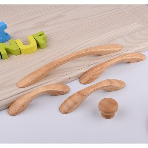 1PCS Solid Wood Cabinet Handles and Knobs Drawer Wardrobe Door Closet Pulls Furniture Hardware