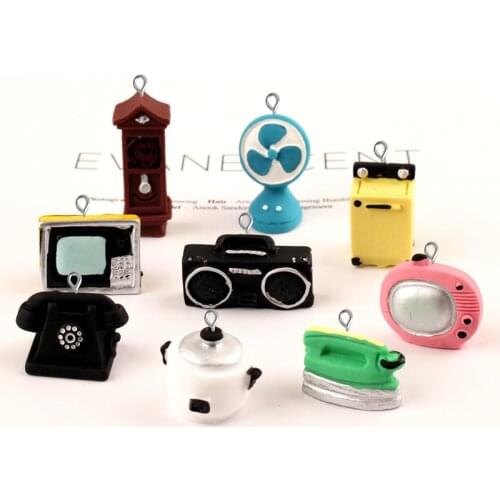 10pcs 3D Resin simulated furniture telephone fan Iron radio cooker charms ornament decoration Jewelry making Handicraft Material