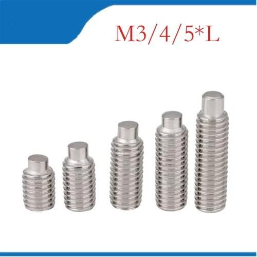 100pcs M3/M4/M5*L DIN915 Hex Socket Cylinder Point Grub Screw, Set Screws Stainless Steel SUS304
