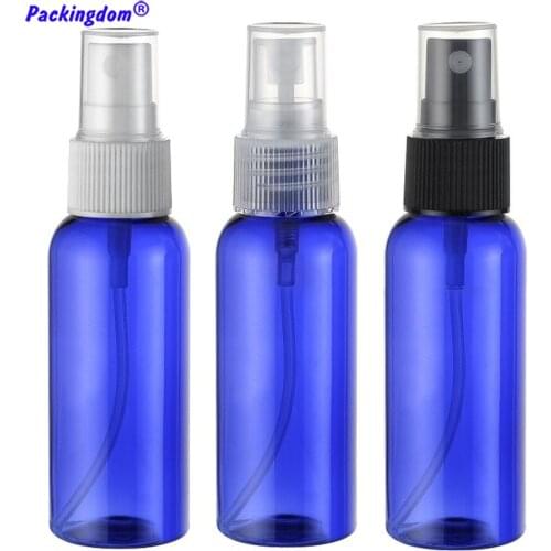 20pcs Plastic Spray Bottle Refillable Sanitizer Blue PET Perfume Atomizer Bottles with Color Nozzle Packaging for Cosmetics 50ml