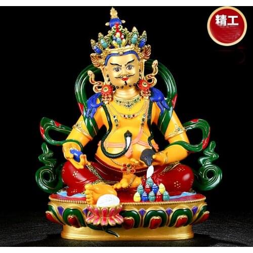 2021 High grade Color painting gilding buddha statue Talisman Family CAI SHEN GOD Buddhism Yellow Jambhala fortune god statue