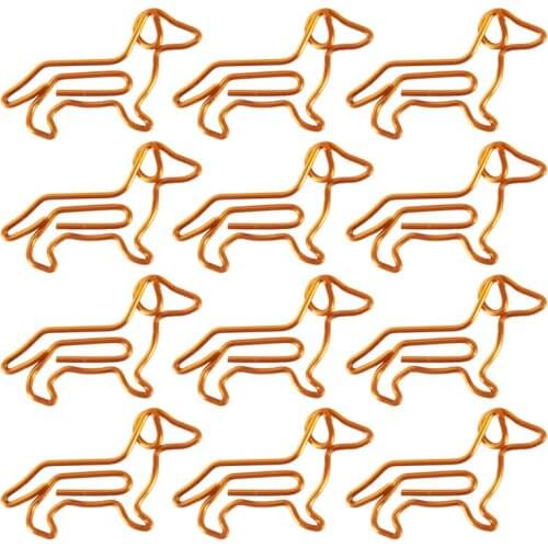 30/40/50pcs Golden Dachshund Paper Clips Cartoon Paper Clips Creative Customization Special-shaped Gold Paper Clips Bookmark
