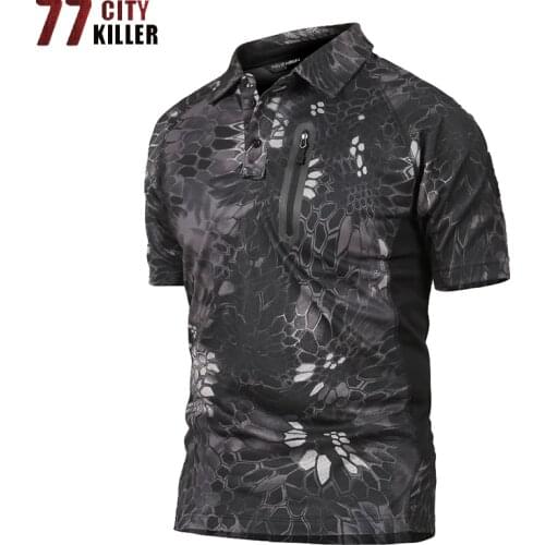 77City Killer Combat Tactical Polo Shirt Men Summer Military Quick Dry Camouflage Polo shirts Male Breathable polos para hombre