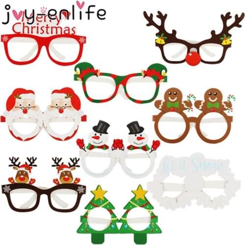 9pcs Santa Claus Xmas Tree Elk Glasses Frame Merry Christmas Glasses Photo Prop Christmas decorations new year Navidad kids gift