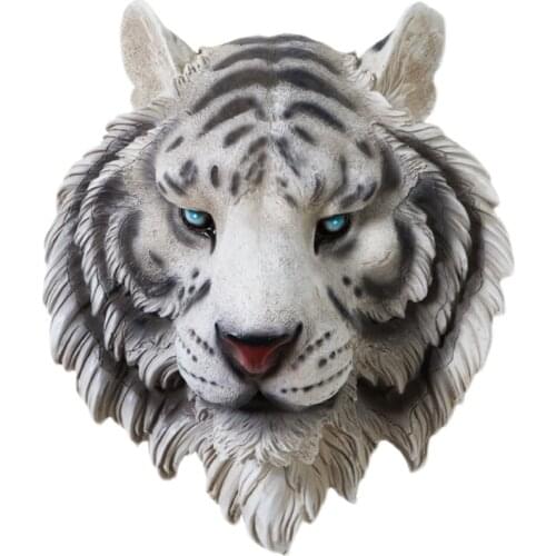 American Animal Sculpture Wall Pendant Tiger Lion Wolf Dog Head Home Decoration Accessories Modern Living Room Bar Resin Crafts