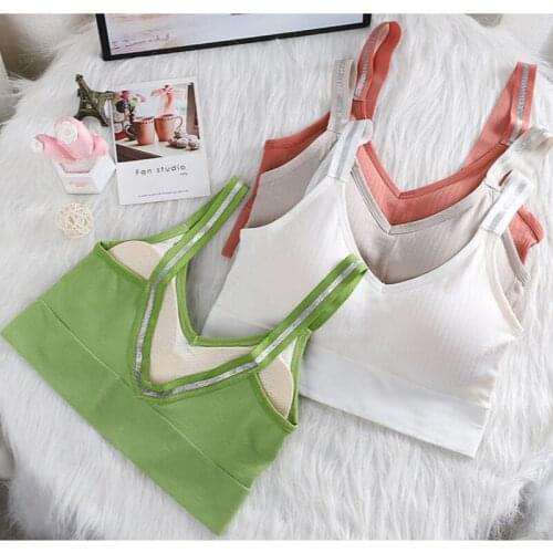 Basic Female Seamless Tube Top One-Piece V Back Wireless Bra Breathable Padded Bralette Solid Underwear