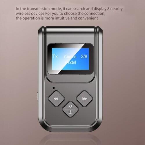 2in1 Handsfree Wireless Bluetooth-Compatible 5.0 Receiver Transmitter Adapter 3.5mm Jack Audio Music Reciever LCD Display