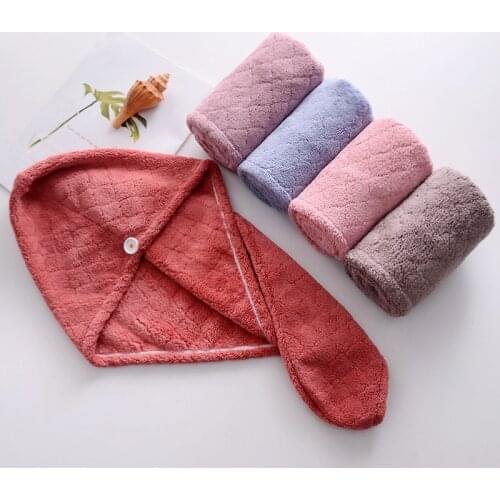 Household Microfiber Thickened Dry Hair Cap Ladies Quick-Drying Absorbent Shower Cap Dry Hair Towel Wrap Turban 2pcs