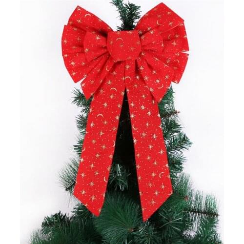1 Piece Christmas Tree Bow-Knot Decorations Creative Glitter Star Christmas Tree Ornament Xmas DIY Bowknot Decor Accessories