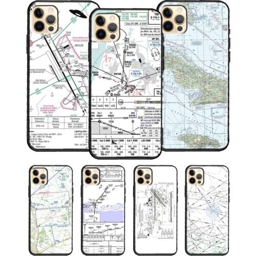 Aviation Chart AccessoriesAirport Phone Case For iPhone 11 Pro Max 12 Mini X XR XS Max 6S 7 8 Plus SE 2020 Soft TPU Cover