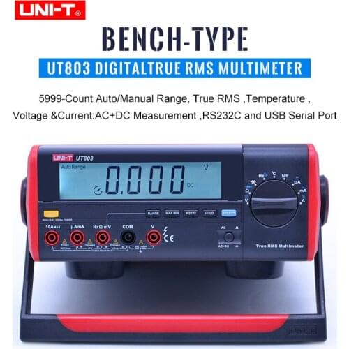 UNI-T True RMS Bench Type Digital Multimeter UT803 AC DC voltmeter Ammeter Resistance Capacitance Frequency Temperature tester