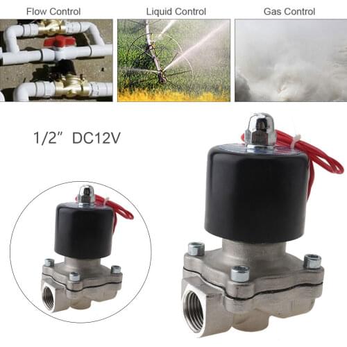 1/2" 1/4'' Electric Solenoid Valve DC 12/24V Normally Closed Type Valve Stainless Steel Solenoid Valve for Water / Oil / Gas