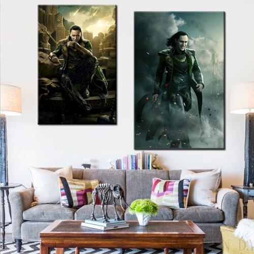 Canvas painting Loki Posters Movie Prints Large Home Room Cafe Bar Decor Canvas Wall Art Thor Cloth Paintings