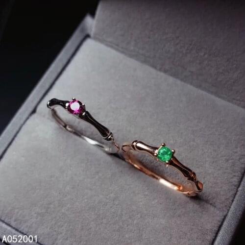 KJJEAXCMY fine jewelry natural garnet emerald 925 sterling silver adjustable gemstone women ring support test luxury