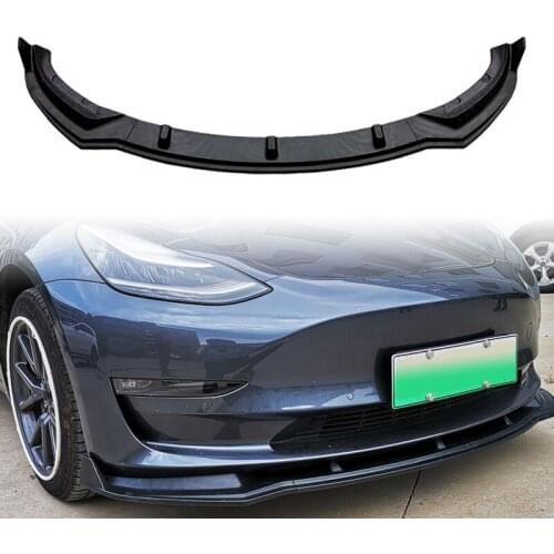 3 Pcs Kit Car Front Bumper Splitter Lip Body Spoiler Diffuser Guard Fit For Tesla Model 3 Sedan 2016-2019 Black ABS Decoration