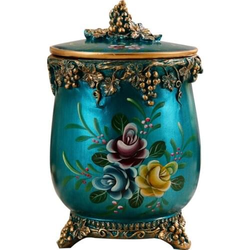 Creative European style household trash can fashion living room bedroom large storage bucket with cover modern metal poubelle