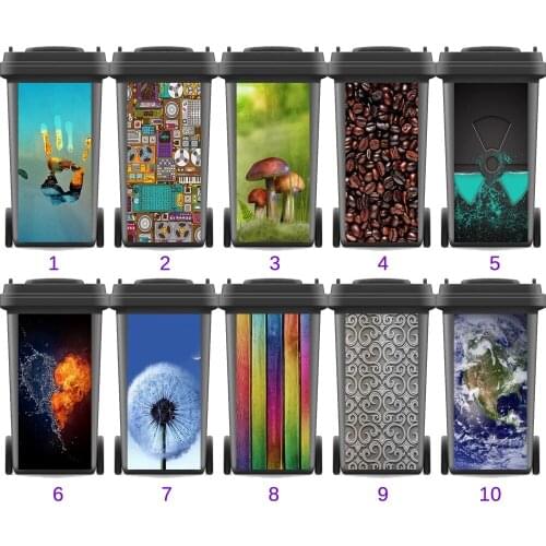 Creative Adhesive Removable Waterproof Sticker Decals Renew Rubbish bin trash can Cover sticker Ktichen 120liter 240liter