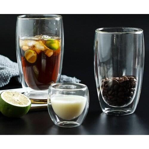 Double Glass Mug Borosilicate Glass Cup Double Wall Glass Coffee Mug Tea Cup Insulated Beer Glass Latte Juice Milk Cup Drinkware