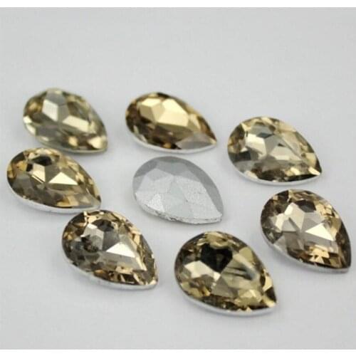 MHS.SUN Lt Topaz Color Pointback Crystal Rhinestone Teardrop Loose Glass Crystal Stones For Garment Jewelry Decoration