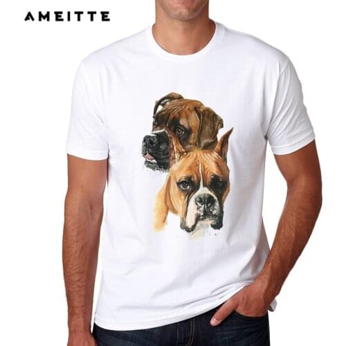Mens Dog Head Printed T-Shirt Summer Casual Animal T Shirt Tops High Quality Soft Short Sleeve Tee Shirts