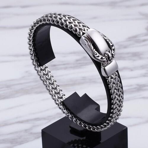 Mens Bracelet Titanium Steel Personality Rock Bracelet European and American Stainless Steel Bracelet Never fade bracelet