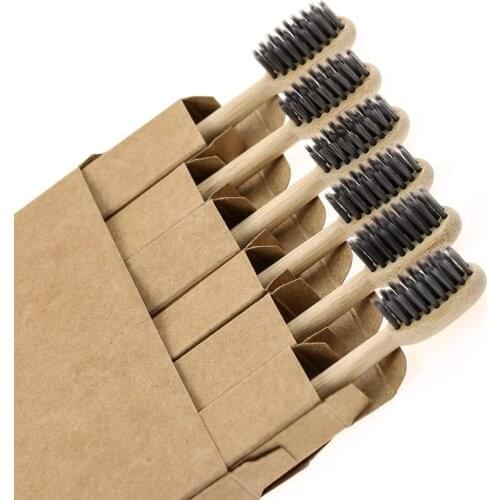 10pcs Bamboo Toothbrush Set Adult Natural Biodegradable Oral Health Eco-Friendly Wood Toothbrush Soft BPA Free Charcoal Bristles
