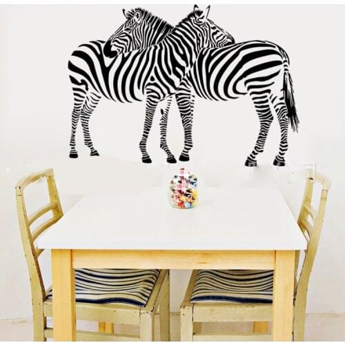 Two Zebra Hug together Wall Art Mural Decor Living Room Bedroom Wallpaper Decal Sticker Wall Art Applique