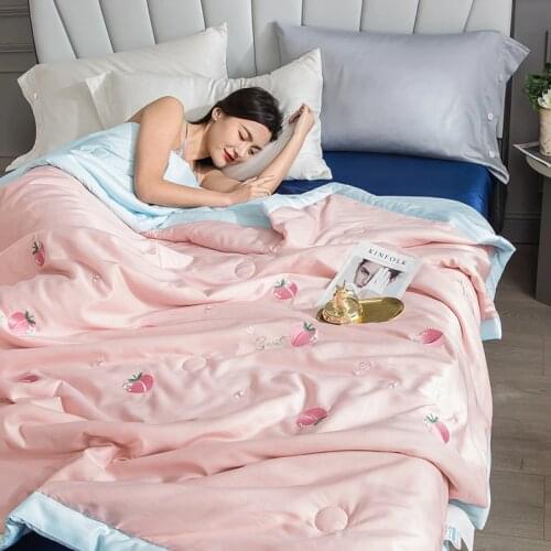 The New Natural High-quality Luxury Tencel Embroidery Summer Small fresh duvet quilt quilts thin comforter throw blankets 1pc #s