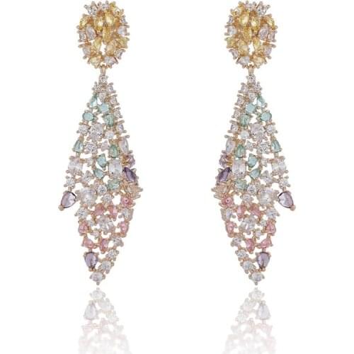 New Cubic Zircon Drop Earrings for Wedding, Crystals Dangle Earring for Bride, Women Girl Gift CE11088