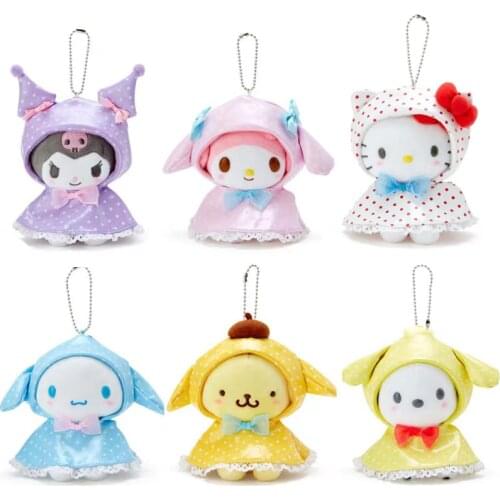New Kawaii Anime Raincoat Bunny Rabbit Cat Dog Plush Keychain Kids Stuffed Toys Small Pendant For Children Gifts 12CM