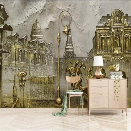 Beibehang behang Custom wallpaper bedroom European 3D embossed retro carriage TV background vinyl wall wallpaper for walls 3 d