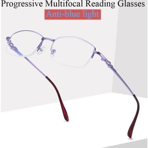 2021 Memory Titanium Smart multi-focus Reading Glasses Men Women Progressive Anti Blue Ray Business Eyewear Half-Frame 1.0 To 4