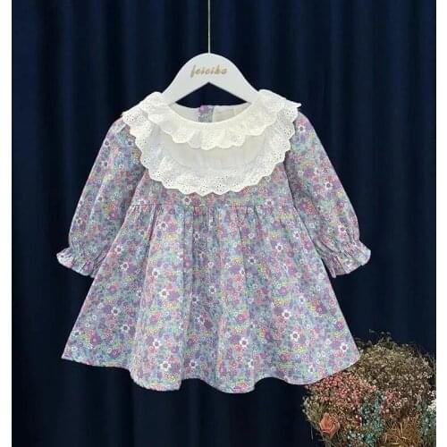 Girls Princess Dress Spring Kids Girls Dress Floral Sweet Children Party Suits Bowknot Puff Long Sleeve Dress Children Clothing