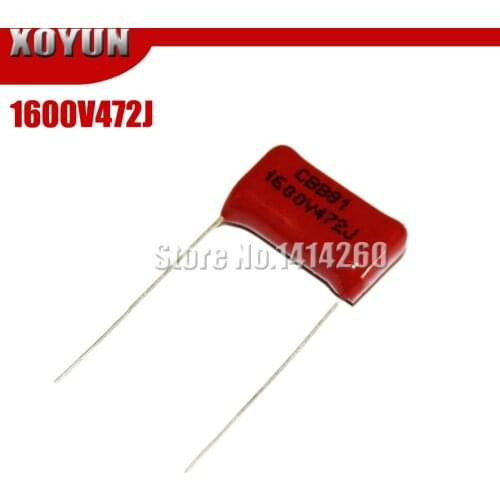 10PCS CBB 1600V472J 1600V 0.0047UF 4700PF 472J 1600V Pitch 15mm CBB Polypropylene Film Capacitor