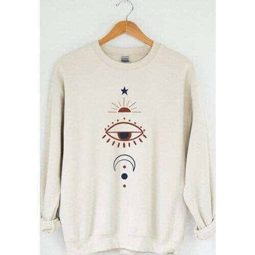 Eye Printing Graphic O Neck Pullovers Oversized Sweatshirt Women Fashion Clothes Casual Winter Streetwear Sudaderas Para Mujer