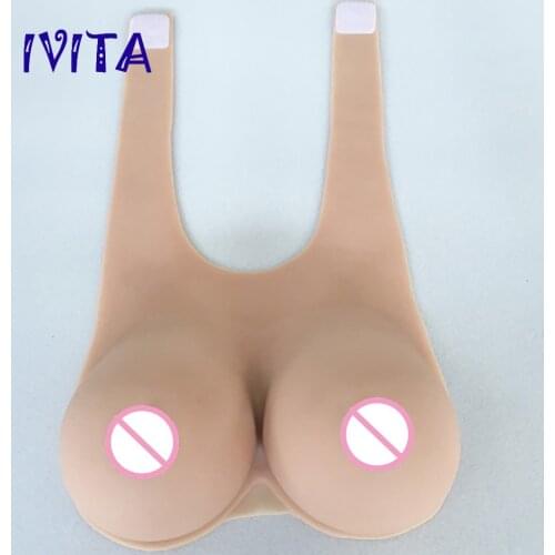 IVITA 3200g Suntan Fake Boobs Realistic Silicone Breast Forms Lifelike Breast For Crossdresser Transgender Enhancer Shemale