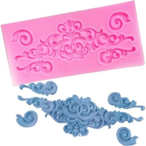 Relief Border Baroque Silicone Molds Wedding Cupcake Topper Fondant Cake Decorating Tools Candy Clay Chocolate Art Moulds