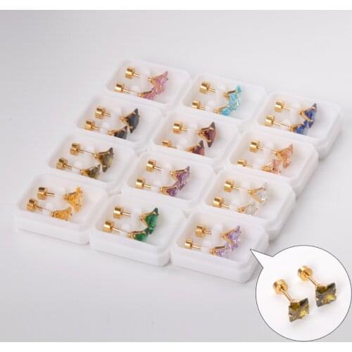 12 pairs New Fashion Earrings 316L Stainless Steel Anti-allergy Zirconia for Women Earrings Jewelry Accessories Wholesale