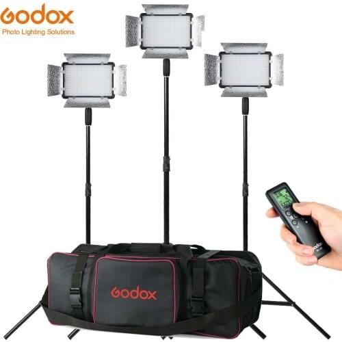 Free DHL Godox LED Light 3X LED500LRC 3300-5600K Video Light + 200cm Light Stand + CB-05 Carry Bag Video Studio Lights