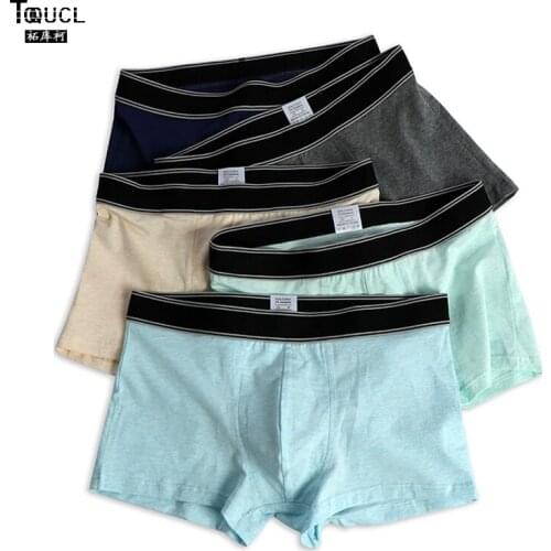 TOQUCL Cotton Underwear Men 4pcs/Lot Boxer Shorts Classic Multiple Colors Male Underpants Comfortable Couple Mens Panties