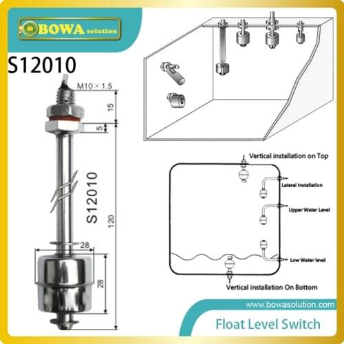 Stainless steel vertical mount Float Level Switches can be used with viscous liquids or liquids with suspended metal particles