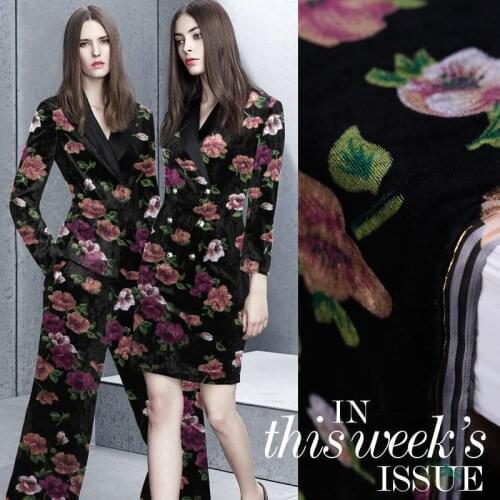 High-grade 114cm wide velvet fabric bottom 100% silk brilliant flower printing velvet fabric cheongsam velvet fabric