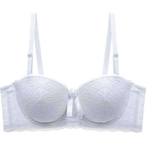 Bra Minimizer Lace Floral Lingerie Padded Bras for Women Everyday Adjusted-straps Floral Brassiere A B C Cup 34 36 38 40 42