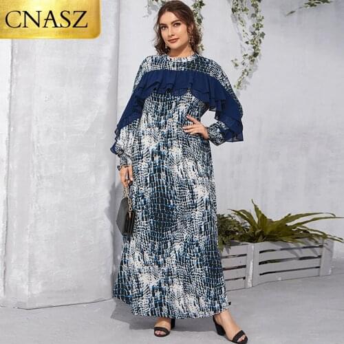 Robe Femme Hiver 2021 Free Shipping Women Dress Plus Size Vestido Dresses For Women O Neck Long Sleeve Printed Maxi Sundress