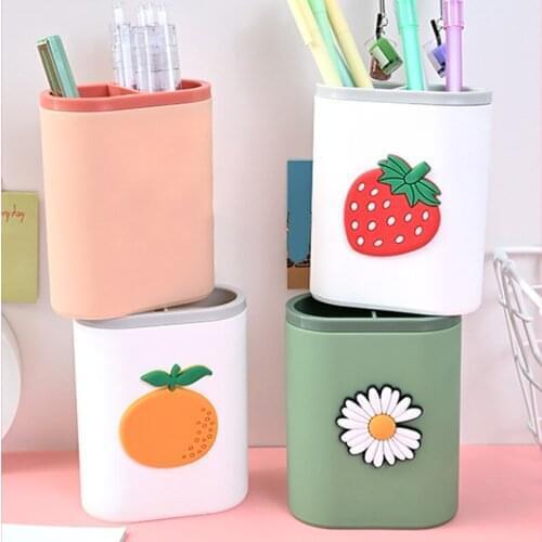 1PCS cute cartoon pen holder student stationery desktop finishing storage tube creative makeup brush storage box