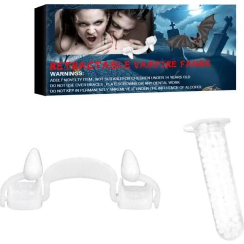 1pc vampire dentures Halloween retractable Vampire False small tiger Teeth Halloween Party DIY cosplay Decorations