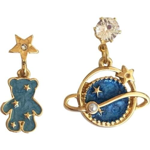 10 pair /lot wholesale fashion jewelry metal star space planet bear Earrings