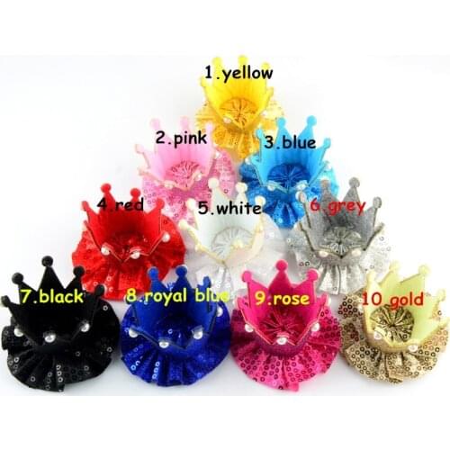 120pcs/lot Princess Glitter Felt Crown With Embroidery Sequin Flowers DIY Birthday Smash Cake Crowns Hair Accessories GC04